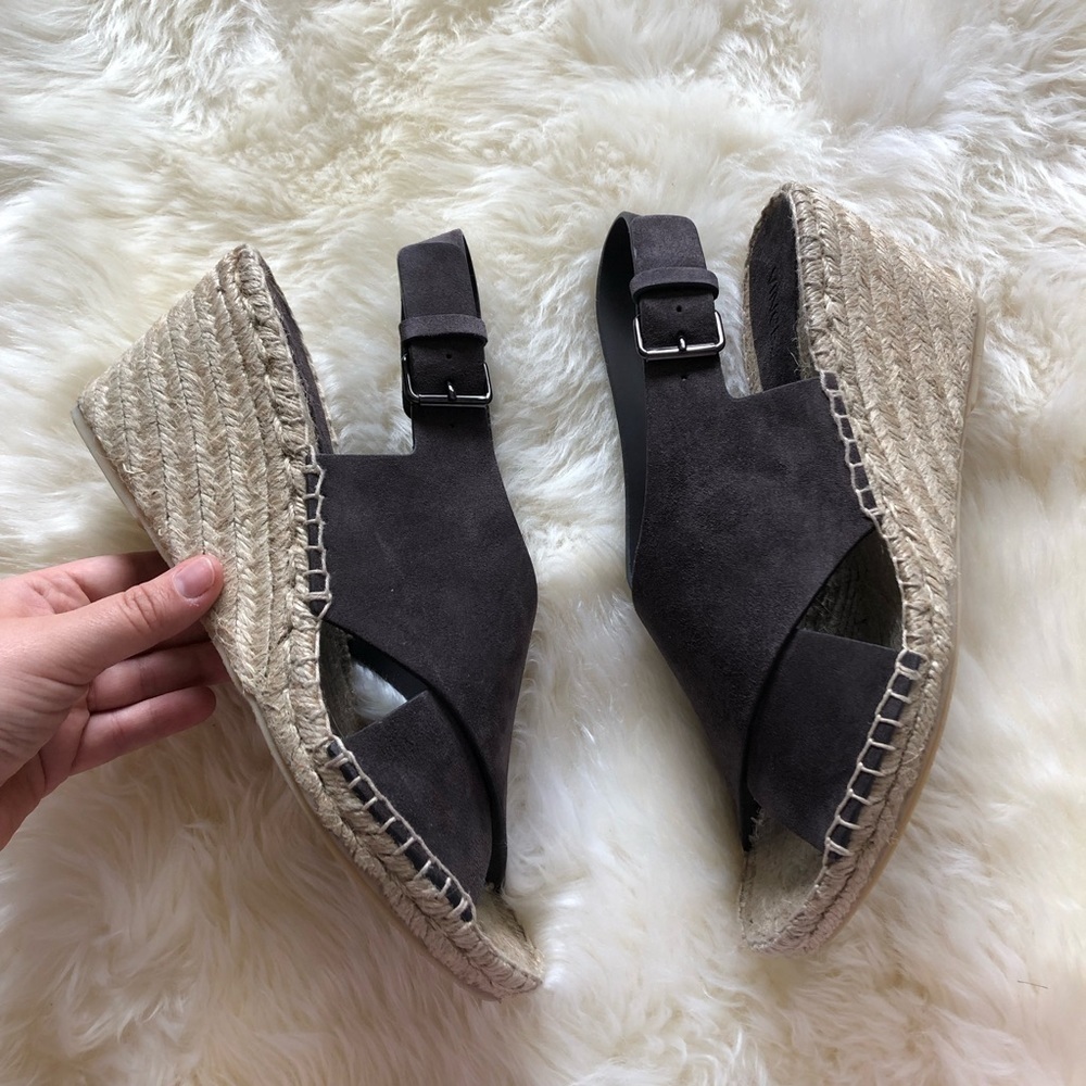 Vince Sabrina Espadrille Brown Suede Wedge Sandal